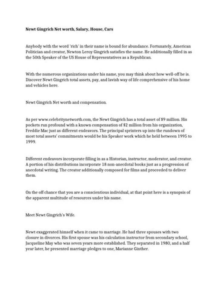 Newt Gingrich Net Worth: A Comprehensive Analysis of the Political Icon's Financial Journey